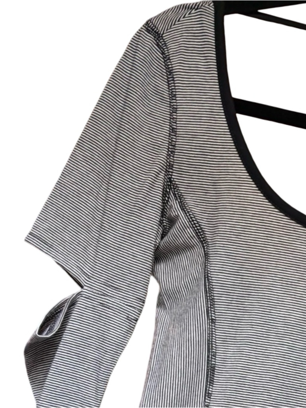 DC Women's Striped Performance Long Sleeve Top Cashew Heathered Black S - Picture 7 of 13